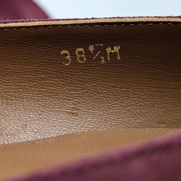 Margeaux The Heel Suede Pump Block Heel Patent Leather Accents Burgundy 38.5/8.5 - Picture 9 of 15